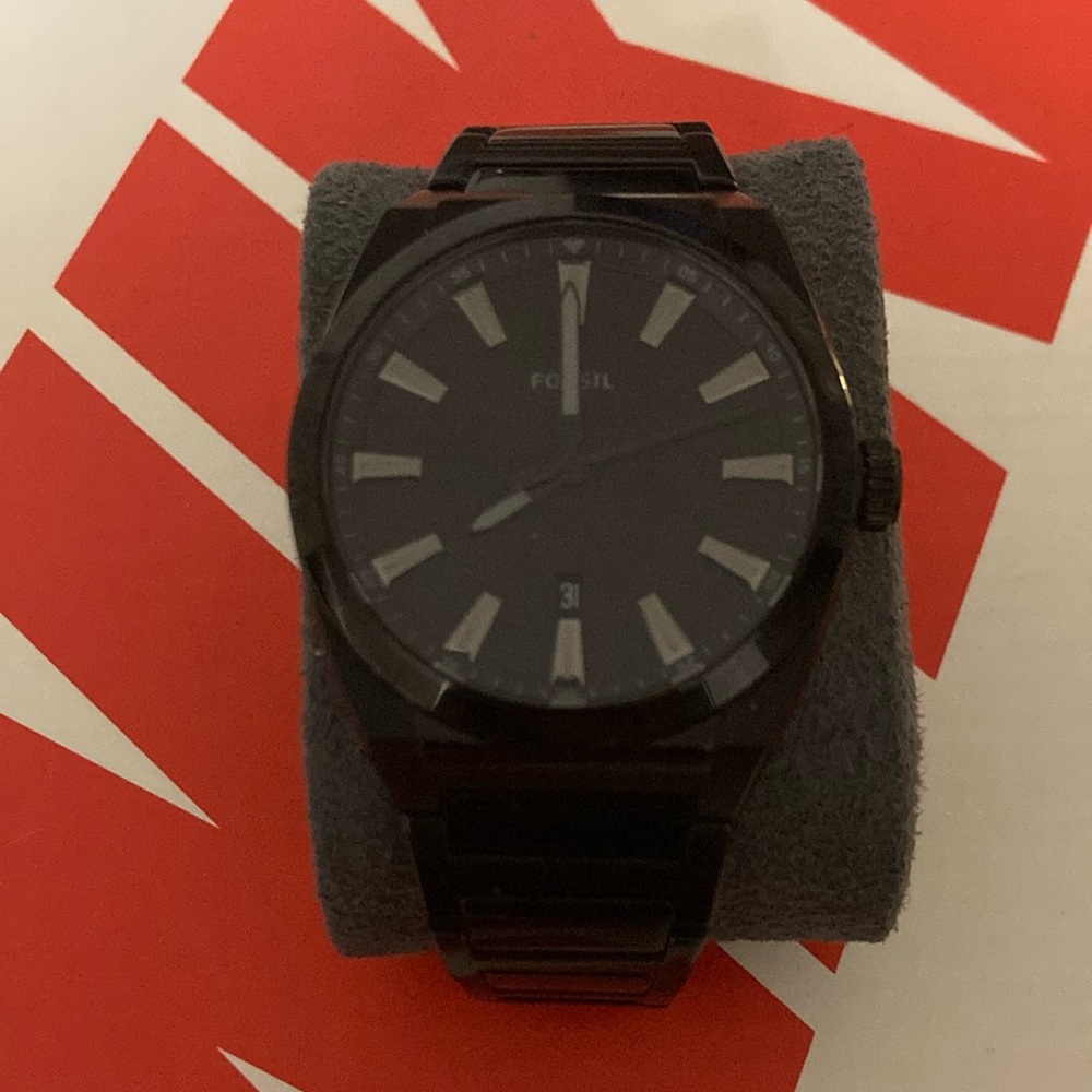 Black stainless steel Fossil Everett